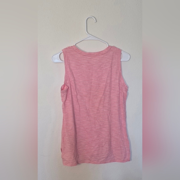 Gap Pink Striped Sleeveless Easy Tee Tank Cotton Summer Casual Top XS - Picture 2 of 4